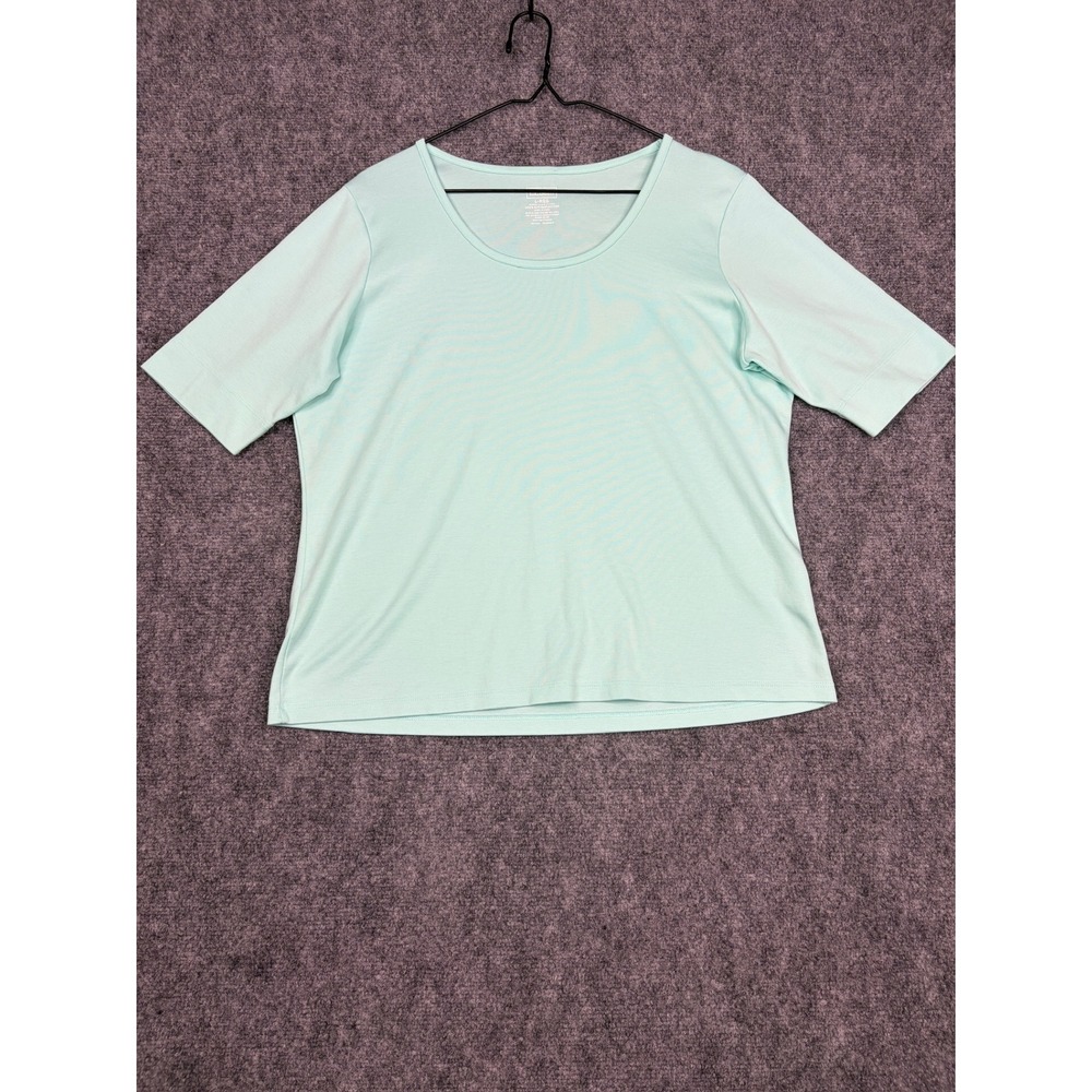 LL Bean Women Large Mint Green Supima Cotton Short Sleeve T-Shirt 277964
